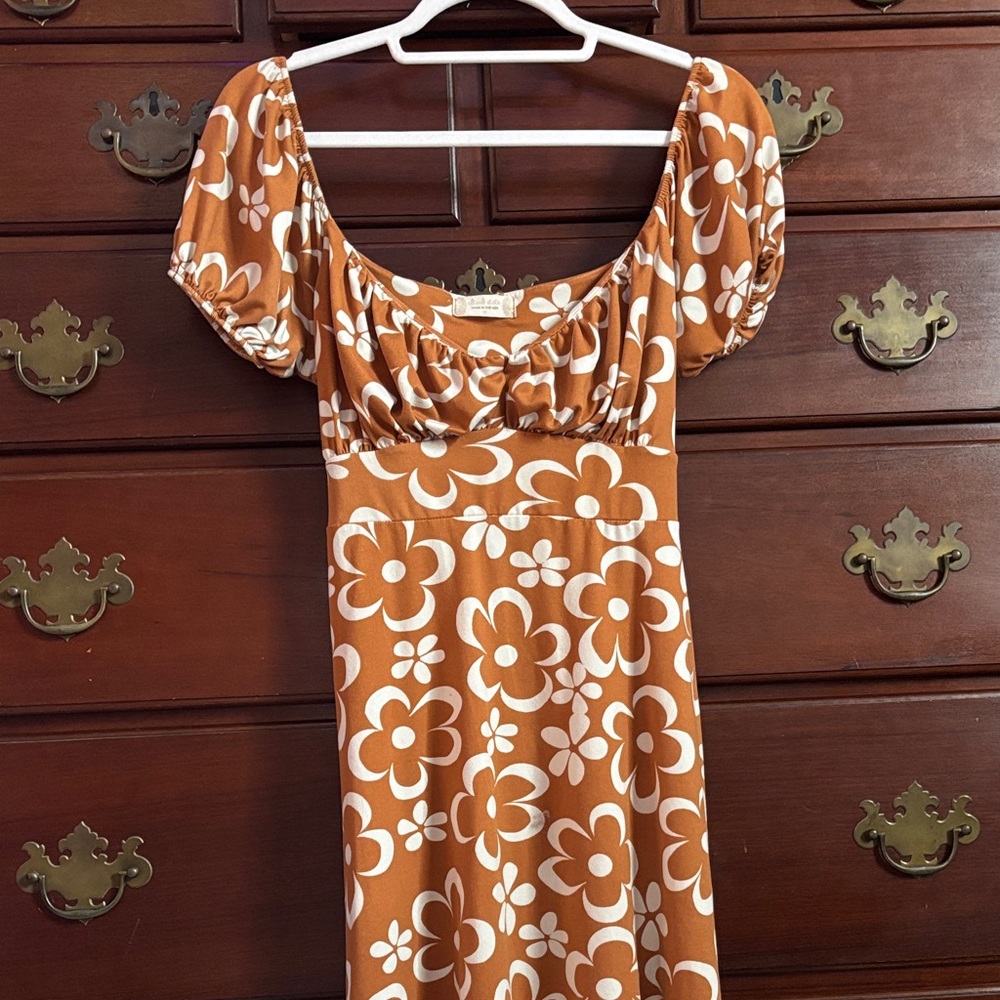 Altar'd State Orange Floral Midi Dress